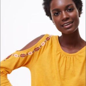 NWT Loft Embroidered Cold Shoulder Top!!!!